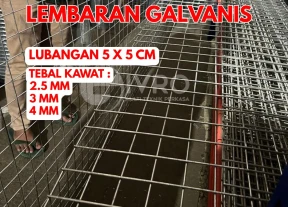 Kawat Ram Mesh Lembaran Galvanis Kotak Lubangan 5cm x 5cm Tebal Kawat 25mm  3mm dan 4mm