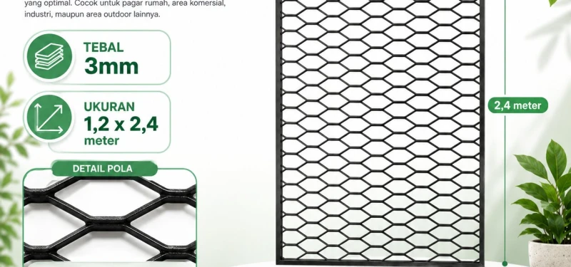 Pagar Plat Expanded Metal Tebal 3mm Ukuran 1,2 x 2,4 meter Kualitas Terbaik